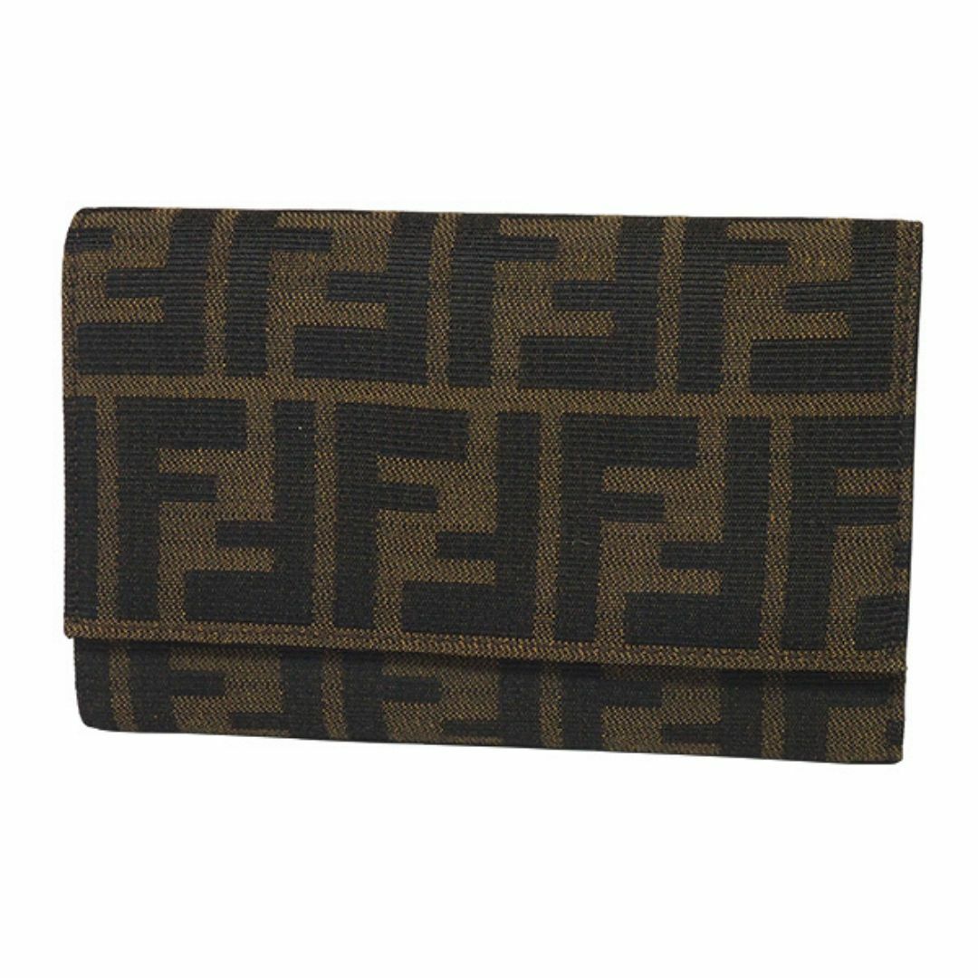 FENDI(フェンディ)のフェンディ FENDI ズッカ フラップ ウォレット 3つ折り財布 8M0011 キャンバス レザー【中古】 レディースのファッション小物(財布)の商品写真