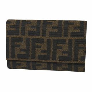 FENDI - フェンディ FENDI ズッカ フラップ ウォレット 3つ折り財布 8M0011 キャンバス レザー【中古】