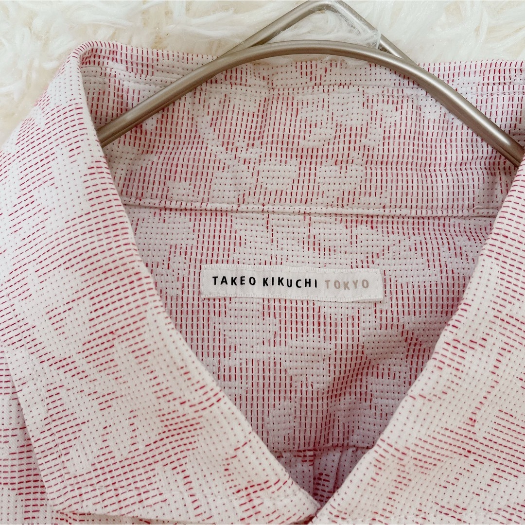 TAKEO KIKUCHI(タケオキクチ)のTAKEOKIKUCHITOKYO シャツ　花柄　七分袖　総柄　薔薇　ピンク メンズのトップス(シャツ)の商品写真