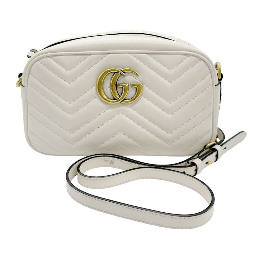 Gucci(グッチ)のグッチ GUCCI ショルダーバッグ GGマーモント レザー アイボリー レディース 447632 送料無料【中古】 z0885 レディースのバッグ(ショルダーバッグ)の商品写真