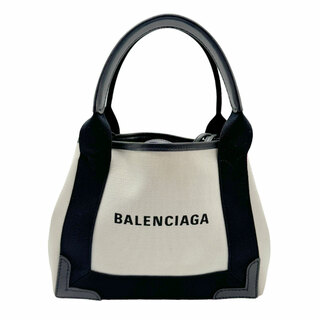バレンシアガ(Balenciaga)のバレンシアガ BALENCIAGA ハンドバッグ ショルダーバッグ ネイビーカバXS キャンバス アイボリー×ブラック レディース 390346 送料無料【中古】 z0889(ハンドバッグ)