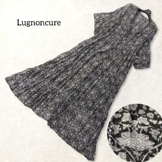 ルノンキュール(Lugnoncure)のルノンキュール ✿ 花柄 シアー ロングワンピース ロングカーディガン ブラック(ロングワンピース/マキシワンピース)