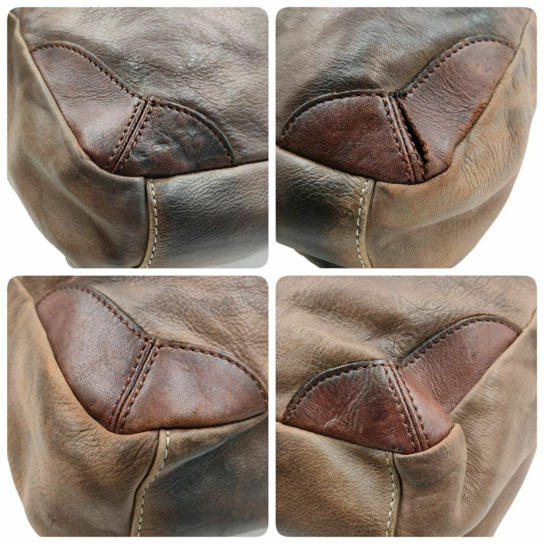 デュモンクス 2way ショルダーバッグ ハンドバッグ 革 ブラウン ジッパー メンズのバッグ(ショルダーバッグ)の商品写真