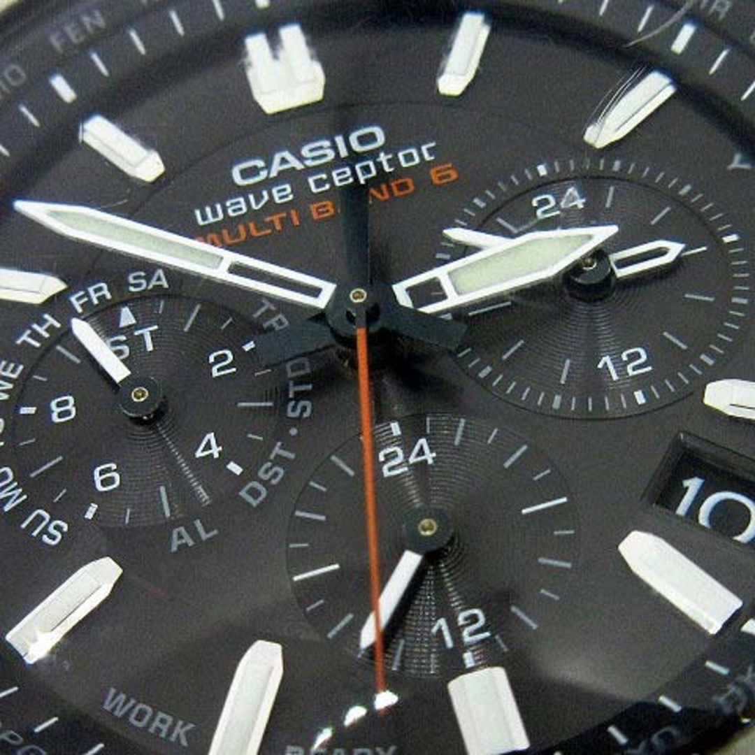 CASIO(カシオ)のカシオ ウェーブセプター クロノグラフ 腕時計 ソーラー ウォッチ 電波 黒 レディースのファッション小物(腕時計)の商品写真