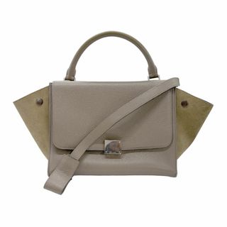 セリーヌ(celine)のセリーヌ CELINE ショルダーバッグ ハンドバッグ トラペーズ レザー/スエード カーキグレー レディース 送料無料【中古】 z0869(ショルダーバッグ)