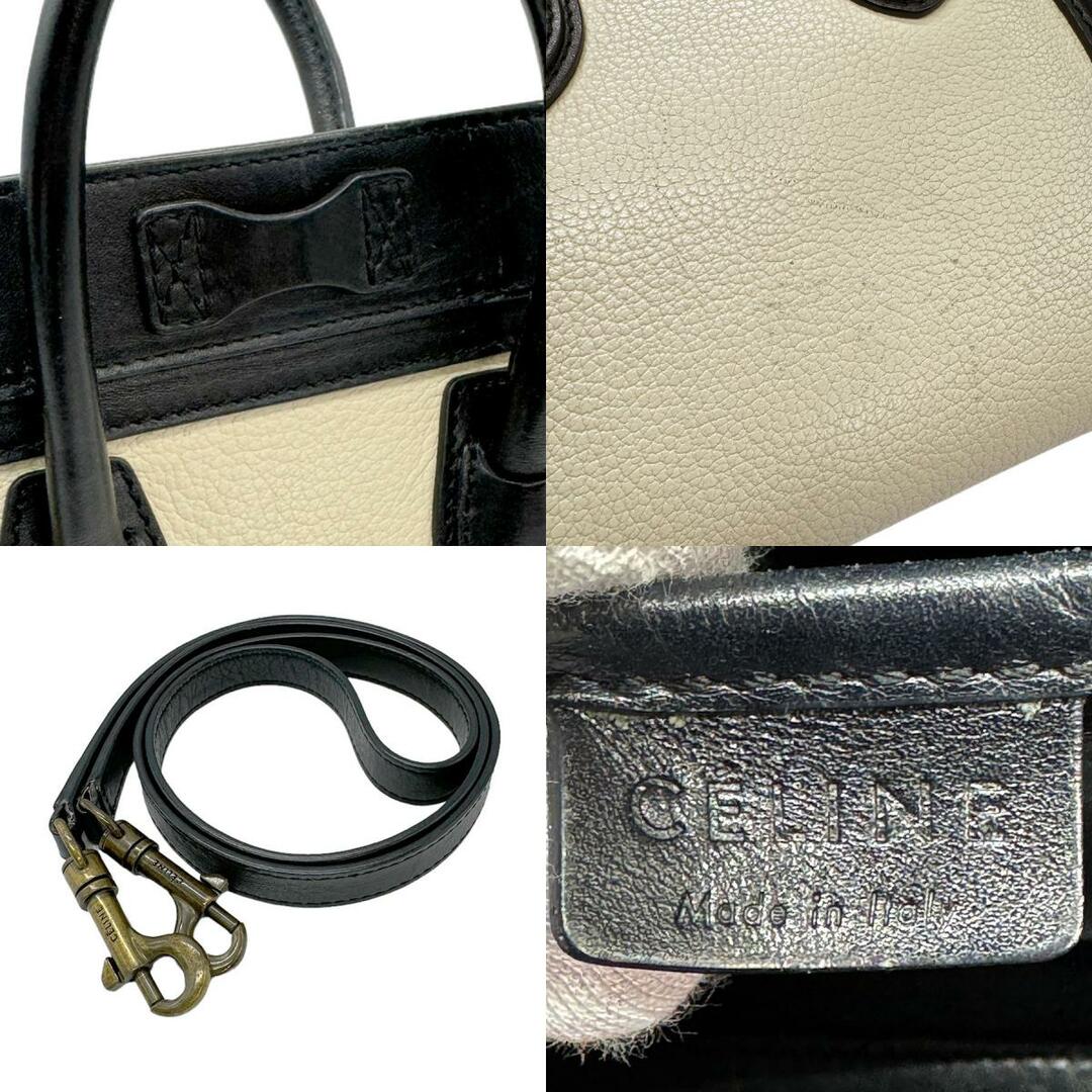 celine(セリーヌ)のセリーヌ CELINE ハンドバッグ ショルダーバッグ ラゲージ ナノショッパー レザー アイボリー×ブラック レディース 送料無料【中古】 z0870 レディースのバッグ(ハンドバッグ)の商品写真