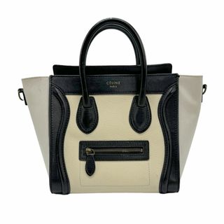 celine - セリーヌ CELINE ハンドバッグ ショルダーバッグ ラゲージ ナノショッパー レザー アイボリー×ブラック レディース 送料無料【中古】 z0870