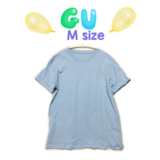 【GU】水色  メンズ cotton カラーシャツ(Tシャツ/カットソー(半袖/袖なし))