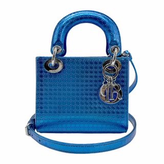 Christian Dior - クリスチャンディオール Christian Dior ハンドバッグ ショルダーバッグ レザー メタリックブルー レディース 送料無料【中古】 z0881