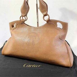 Cartier - 正規品 保存袋付き カルティエ ハンドバッグ マルチェロ ブラウン レザー 革 