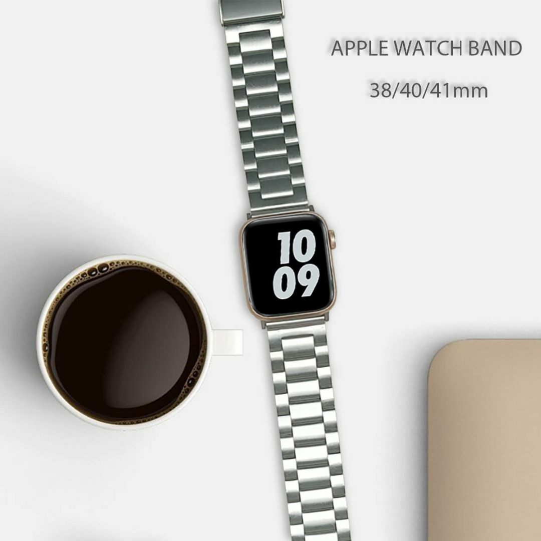 Apple watch バンド 交換用 ベルト ステンレス シルバー 安い 人気 メンズの時計(金属ベルト)の商品写真