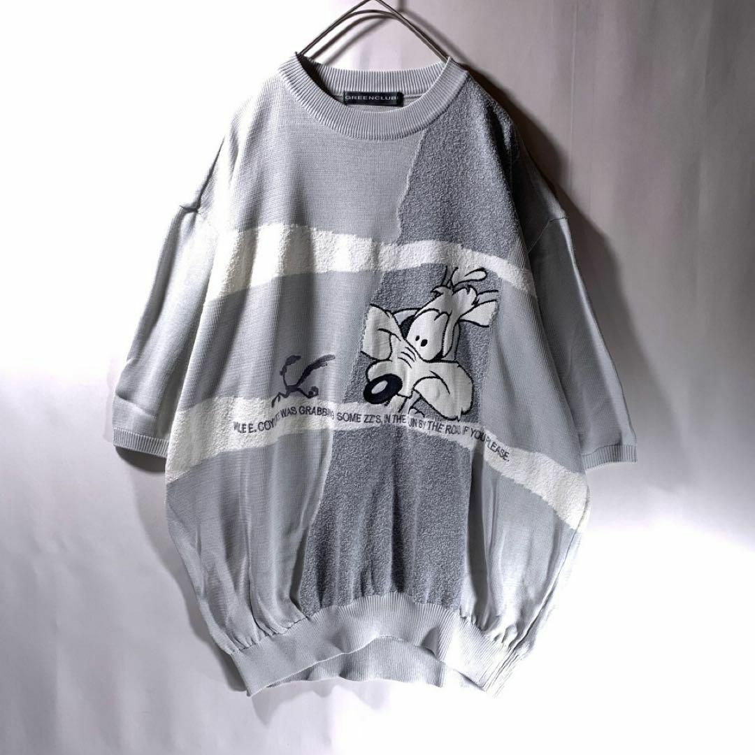 レトロ古着 ワーナーブラザーズ ルーニーテューンズ サマーニット Tシャツ 半袖 メンズのトップス(ニット/セーター)の商品写真