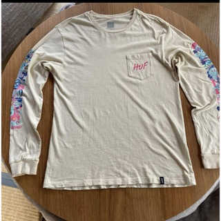 ハフ(HUF)のハフ HUF ロンT ベージュ　ピンク　Mサイズ(Tシャツ/カットソー(七分/長袖))