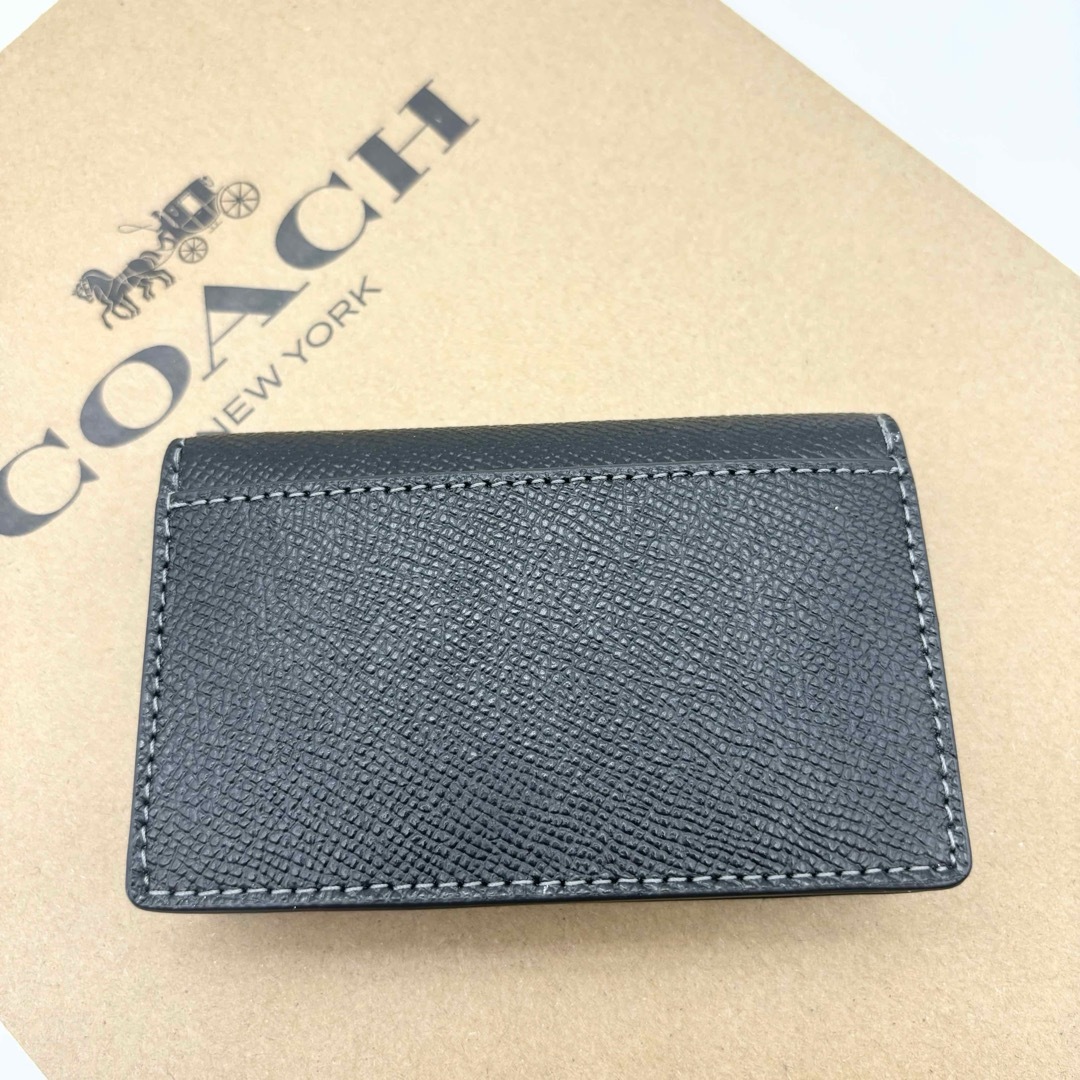 COACH(コーチ)の【COACH☆新品】ビジネス カード ケース！ブラック！クロスグレイン レザー！ レディースのファッション小物(名刺入れ/定期入れ)の商品写真