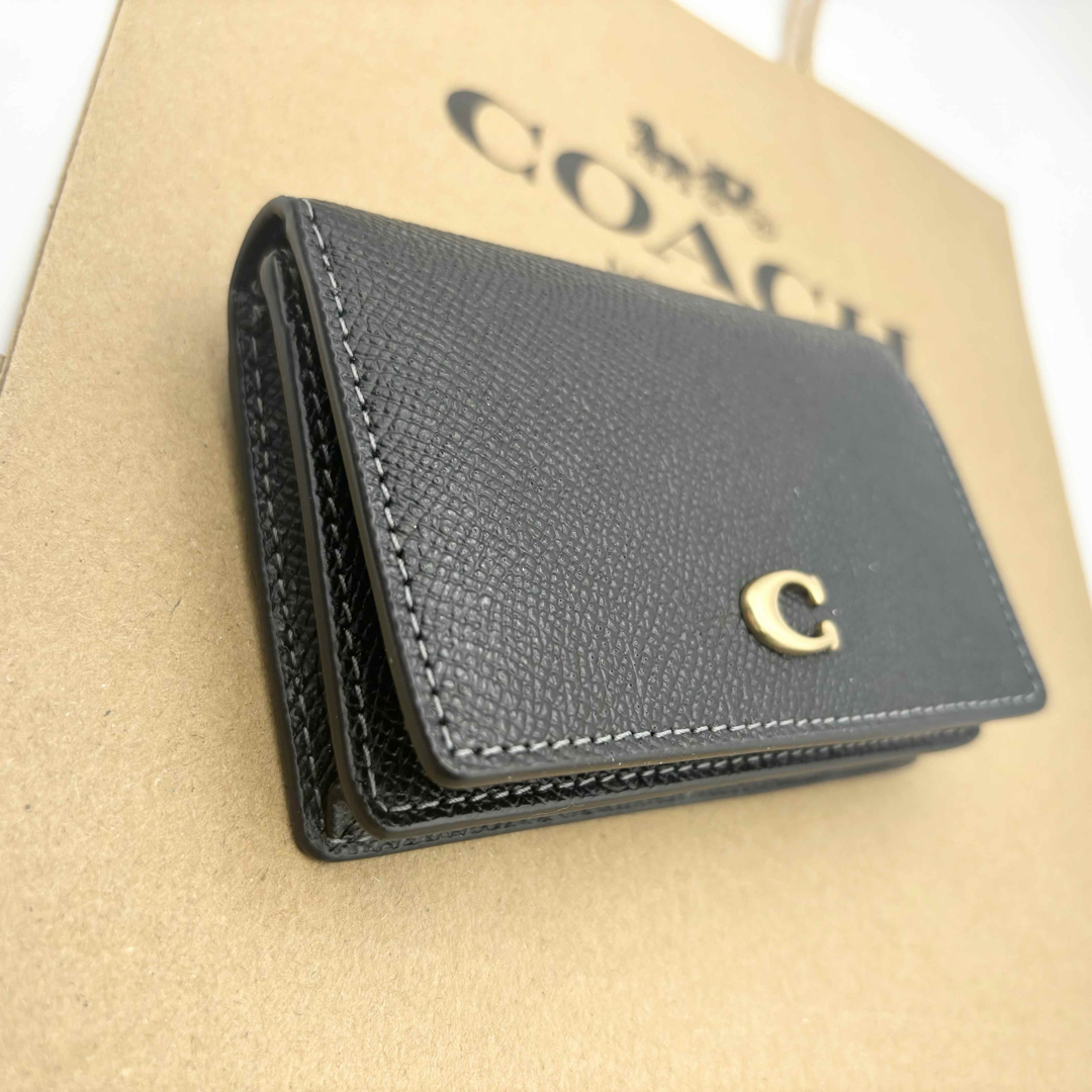 COACH(コーチ)の【COACH☆新品】ビジネス カード ケース！ブラック！クロスグレイン レザー！ レディースのファッション小物(名刺入れ/定期入れ)の商品写真