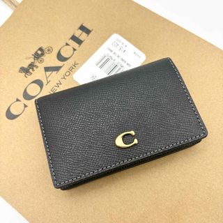 COACH - 【COACH☆新品】ビジネス カード ケース！ブラック！クロスグレイン レザー！