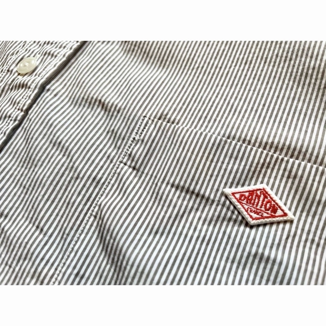 DANTON(ダントン)のDANTON ストライプ コットンポプリン半袖シャツワンピース 36 白×グレー レディースのワンピース(ロングワンピース/マキシワンピース)の商品写真