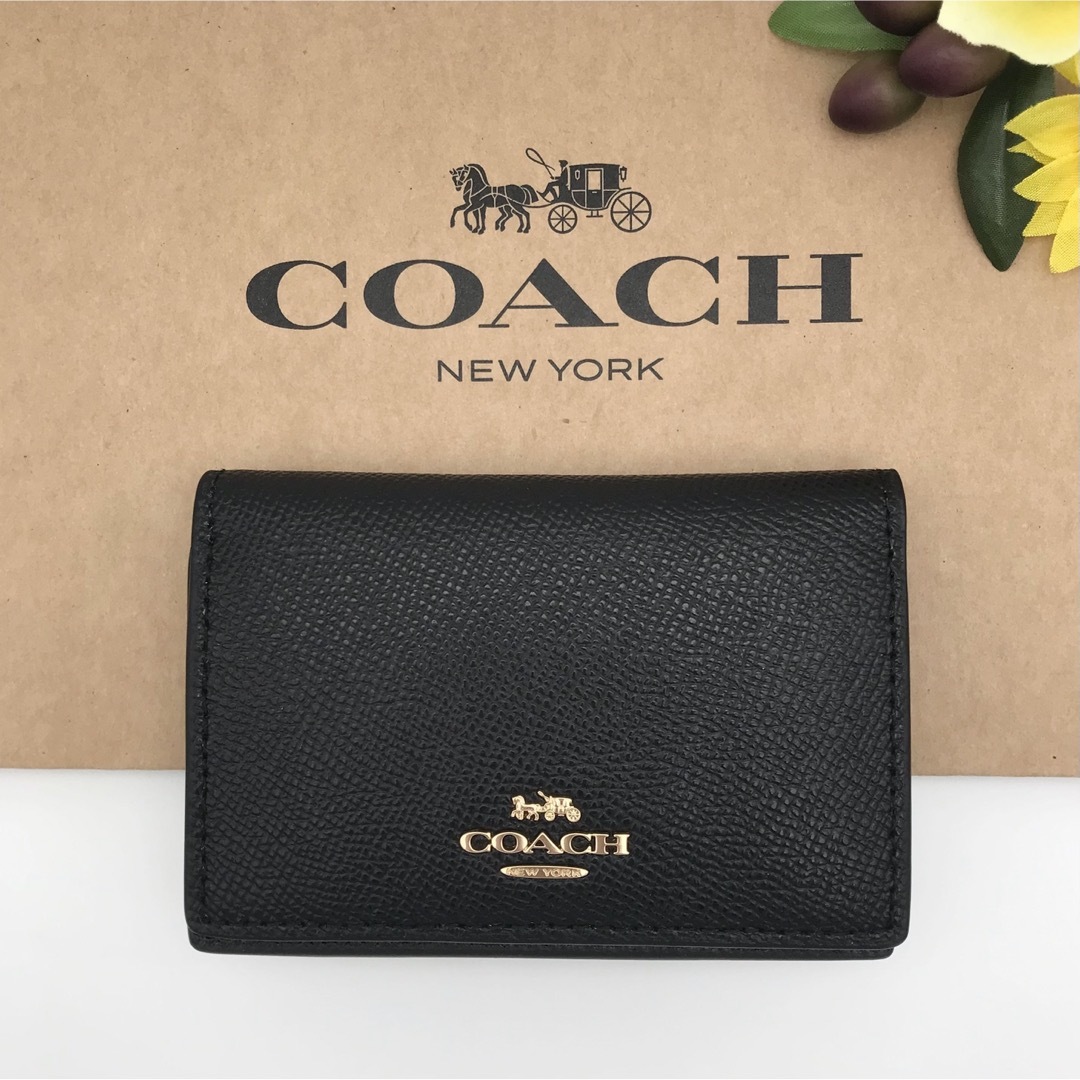 COACH(コーチ)のCOACH ★大人気★ ビジネスカードケース ブラック 名刺入れ 男女共用 新品 レディースのファッション小物(名刺入れ/定期入れ)の商品写真