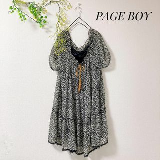 PAGEBOY - PAGE BOY ページボーイ 花柄 総柄 チュニック ワンピース シフォン M