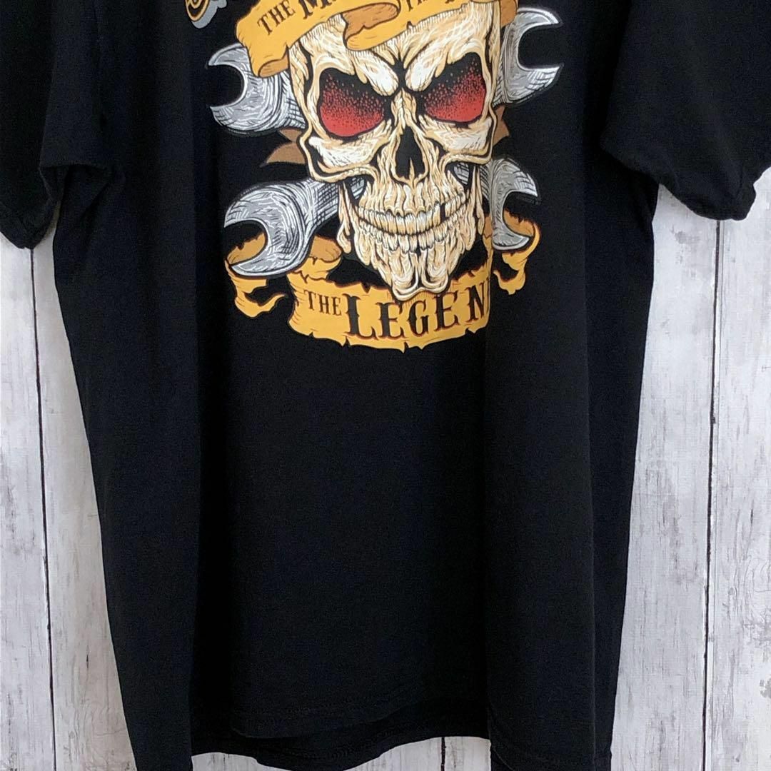 半袖Ｔシャツ　コットンシャツ　黒ブラック　サイズＬ　骸骨スカル髑髏　メンズ古着 メンズのトップス(Tシャツ/カットソー(半袖/袖なし))の商品写真