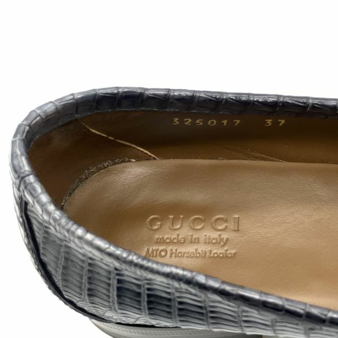 Gucci(グッチ)のグッチ GUCCI MTO オーダー ホースビット ローファー リザード 325017 ネイビー 37 レディース【中古】 レディースの靴/シューズ(ローファー/革靴)の商品写真