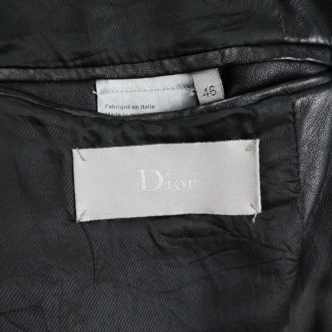 DIOR HOMME(ディオールオム)のDior HOMME ディオールオム 2005SS BECK ピークドラペルレザーライダースジャケット 5EH5028713 ブラック 46 メンズのジャケット/アウター(ライダースジャケット)の商品写真