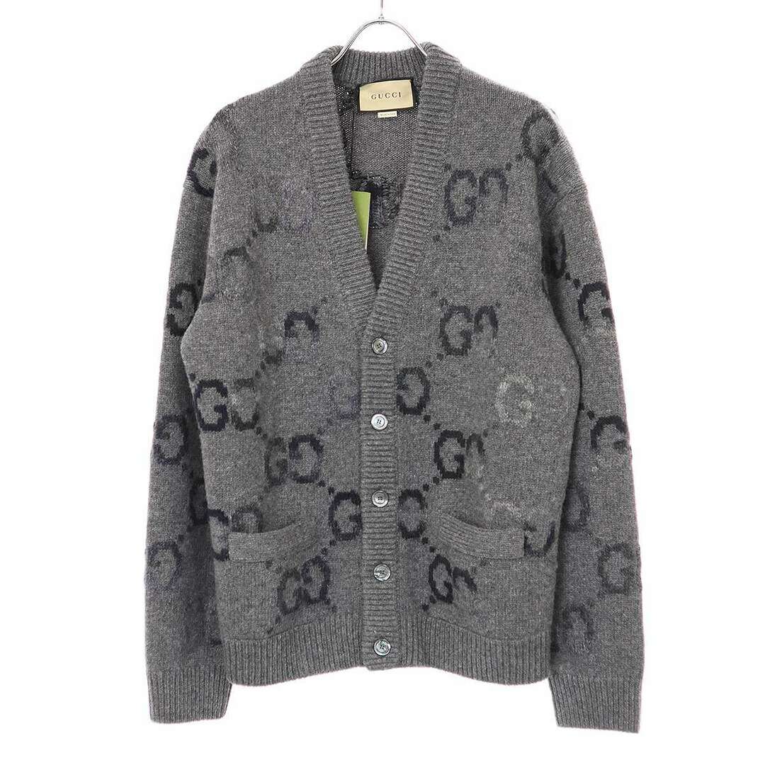 Gucci(グッチ)のGUCCI グッチ 24SS GG インターシャ ウールカーディガン 770507 XKDSJ グレー L メンズのトップス(カーディガン)の商品写真