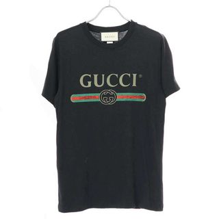 GUCCI グッチ ヴィンテージロゴ プリント オーバーサイズTシャツ 457095 X5L89 ブラック XXXS