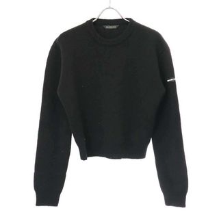 バレンシアガ(Balenciaga)のBALENCIAGA バレンシアガ 23AW ロゴラバーパッチ ダブルフェイスウールニットセーター 769297 T1675 ブラック XS(ニット/セーター)