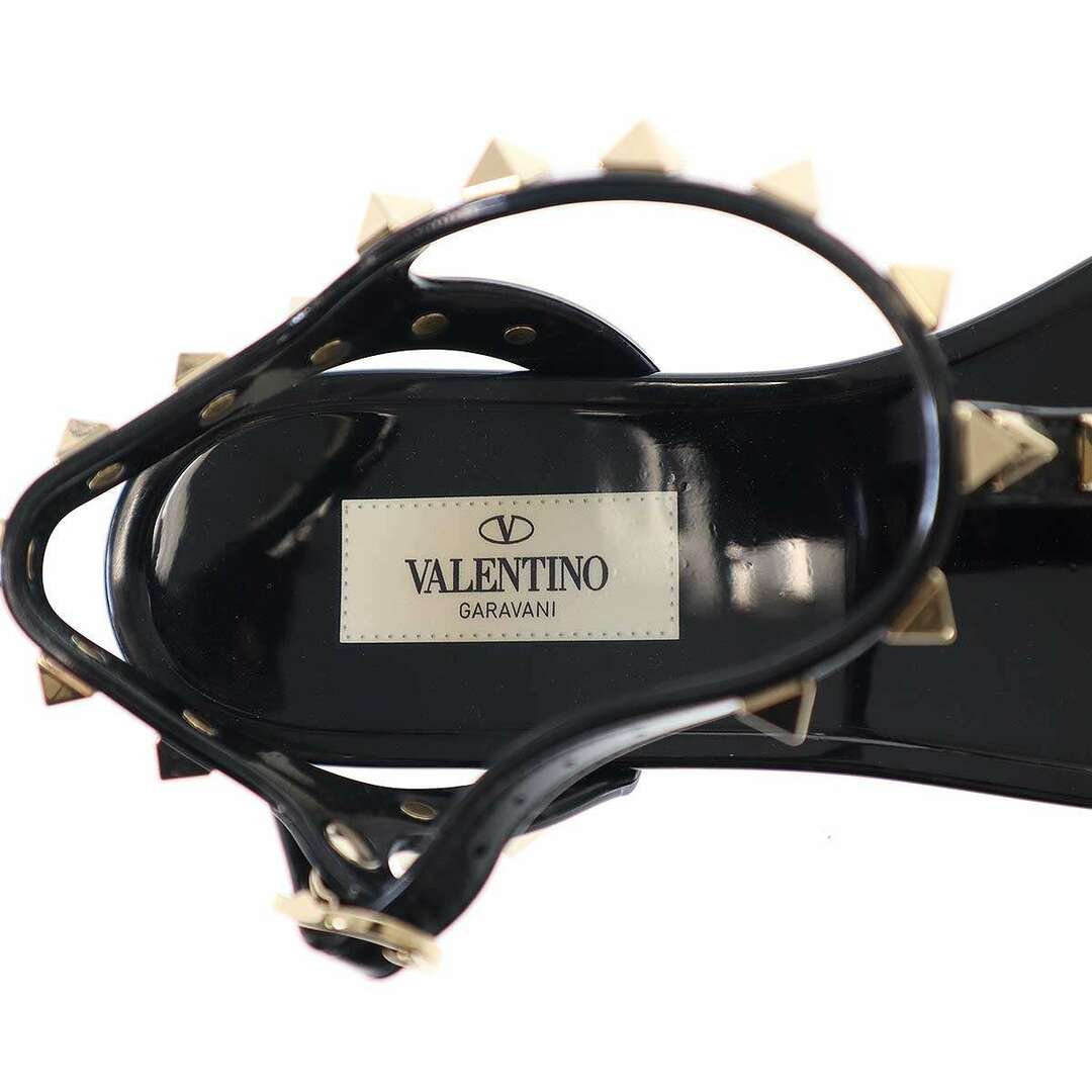VALENTINO(ヴァレンティノ)のVALENTINO ヴァレンティノ ロックスタッズパテントフラット サンダル  ブラック 36 レディースの靴/シューズ(サンダル)の商品写真