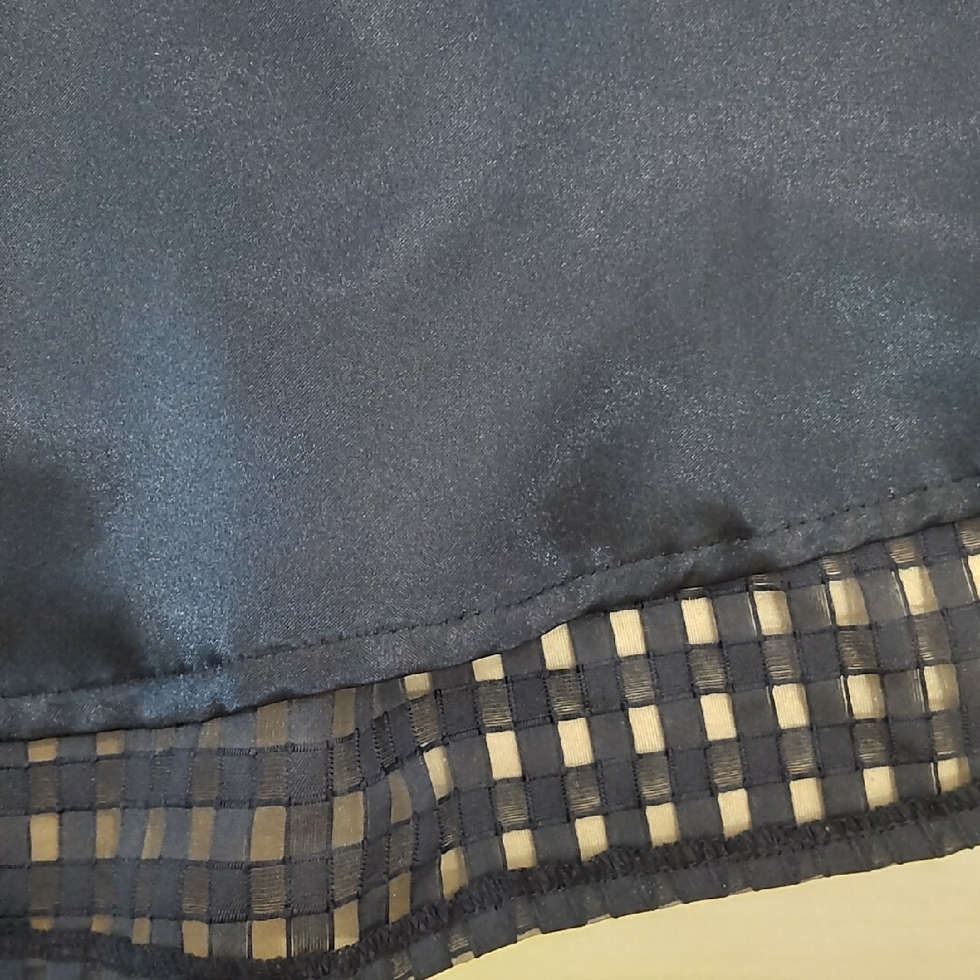 【エム·アート】シアー チェック フレア スカート ネイビー レディースのスカート(ひざ丈スカート)の商品写真