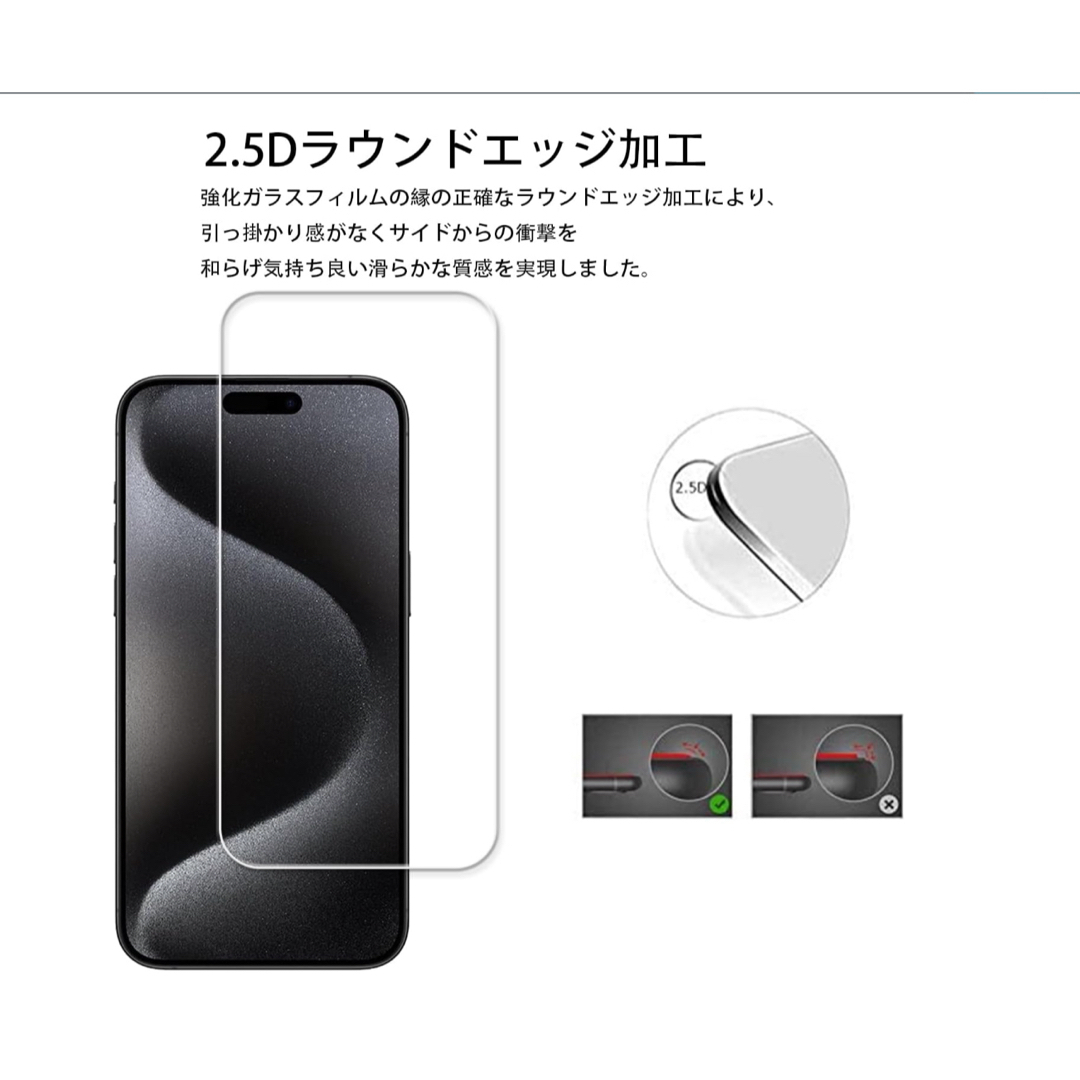 2+2枚セットガイド枠付きiPhone15ProMax 用ガラス、カメラフィルム スマホ/家電/カメラのスマホアクセサリー(保護フィルム)の商品写真