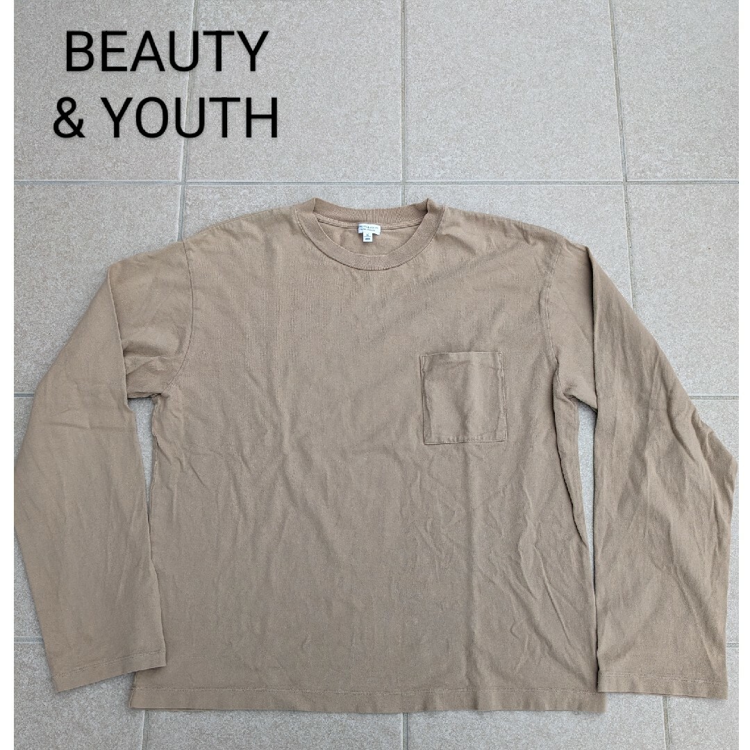 BEAUTY&YOUTH UNITED ARROWS(ビューティアンドユースユナイテッドアローズ)のBEAUTY&YOUTH ベージュ長袖TシャツM/ビューティーアンドユースロンT メンズのトップス(Tシャツ/カットソー(七分/長袖))の商品写真