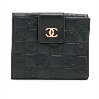 シャネル(CHANEL)のシャネル  レザー  ブラック レディース コンパクトウォレット(財布)