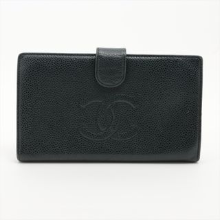 シャネル(CHANEL)のシャネル  キャビアスキン  ブラック レディース コンパクトウォレット(財布)