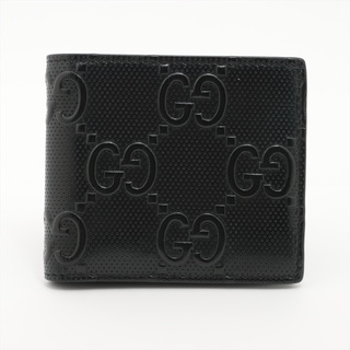 グッチ(Gucci)のグッチ  レザー  ブラック レディース コンパクトウォレット(財布)