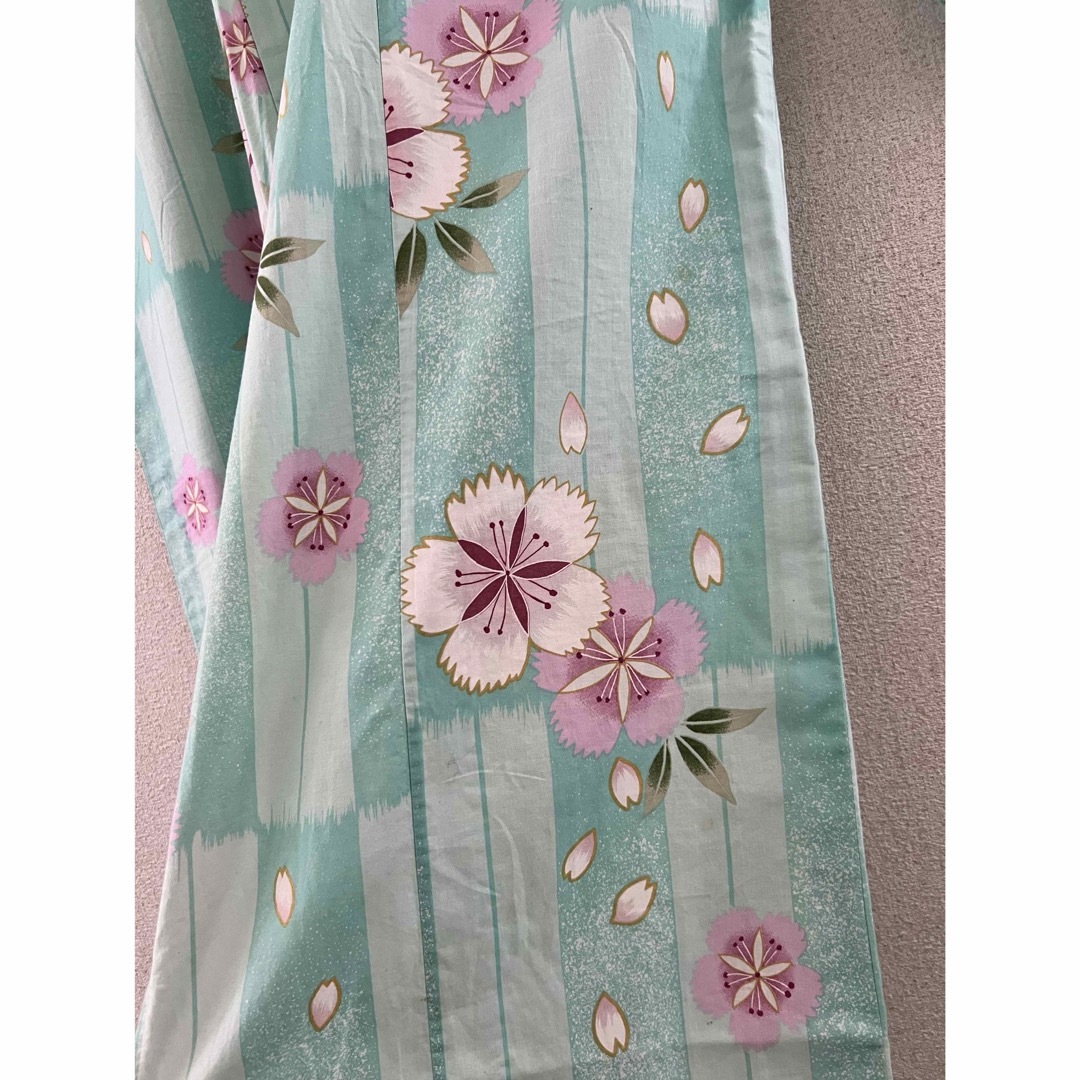 レディース 浴衣 桜 さくら 花柄 ミント グリーン 綿100 レディースの水着/浴衣(浴衣)の商品写真