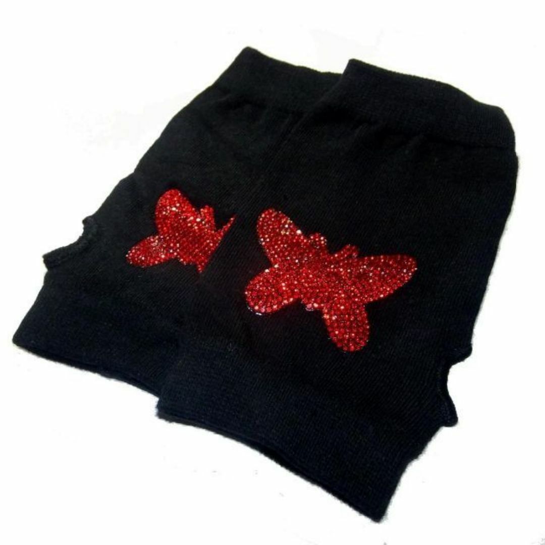 3個セット　ラインストーン　蝶々　ワッペン　ハンドカバー　グローブ　指なし　手袋 レディースのファッション小物(手袋)の商品写真