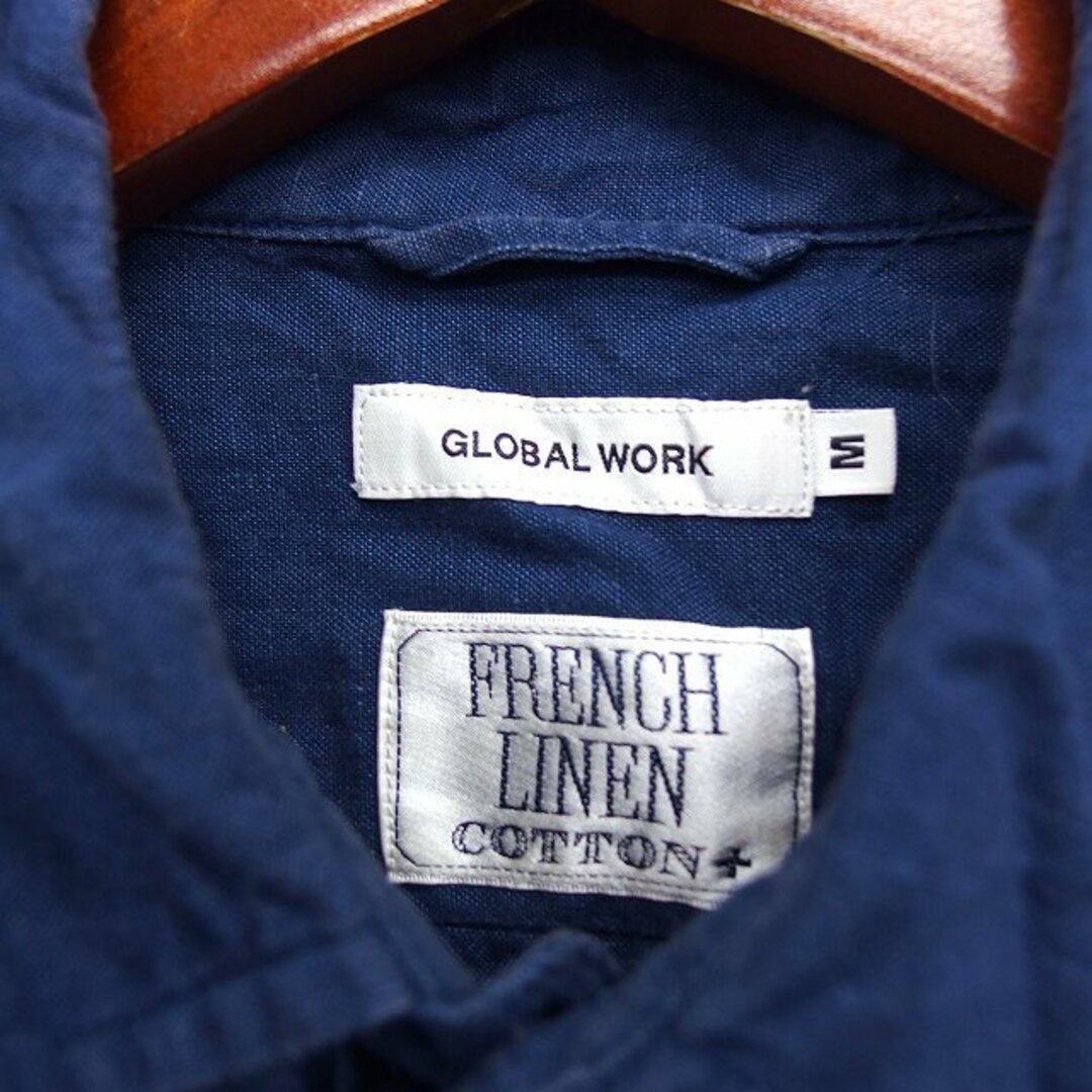 GLOBAL WORK(グローバルワーク)のグローバルワーク GLOBAL WORK 七分袖 シャツ カジュアル 無地 紺 メンズのトップス(シャツ)の商品写真