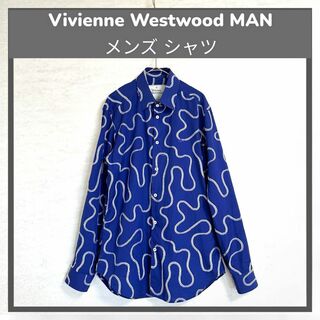 ヴィヴィアンウエストウッド(Vivienne Westwood)のヴィヴィアンウエストウッド/スクイグル柄/長袖シャツ/オーブ刺繍/ブルー/S-M(シャツ)