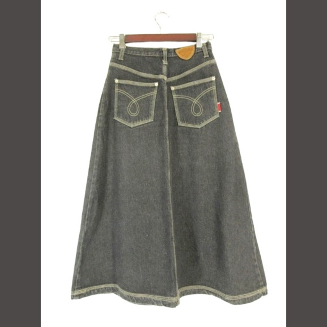 HAKKA(ハッカ)のHAKKA スカート デニムスカート ロング丈 台形 無地 綿 ブラック レディースのスカート(ロングスカート)の商品写真