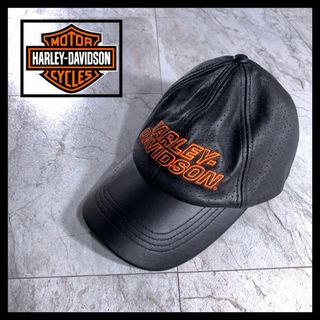 ハーレーダビッドソン(Harley Davidson)の古着 ハーレーダビッドソン 本革 シープスキン レザー キャップ 刺繍(キャップ)