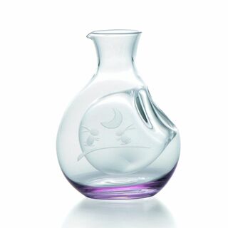 ガラス ポケット カラフェ 徳利 約270ml 切子 月うさぎ ピンク 47H1(アルコールグッズ)