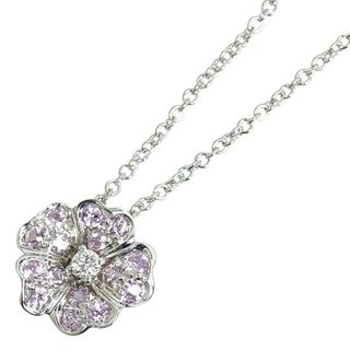 スタージュエリー(STAR JEWELRY)のK18WG ホワイトゴールド ペンダントネックレス ダイヤ 0.05ct ピンクサファイア 【1-0150160】(ネックレス)