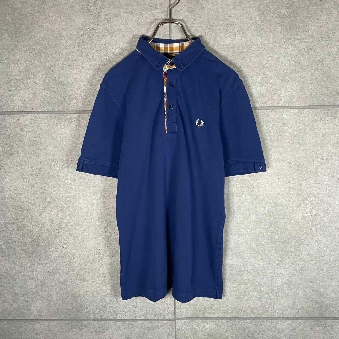 FRED PERRY(フレッドペリー)の[古着]フレッドペリー　半袖　BDポロシャツ　ワンポイント刺繍　チェック　青 メンズのトップス(ポロシャツ)の商品写真