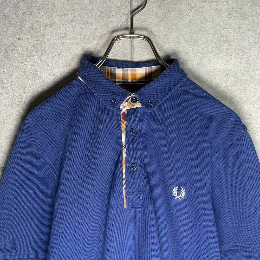 FRED PERRY(フレッドペリー)の[古着]フレッドペリー　半袖　BDポロシャツ　ワンポイント刺繍　チェック　青 メンズのトップス(ポロシャツ)の商品写真