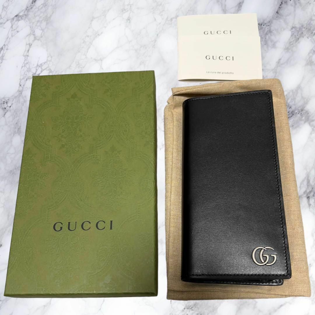 Gucci(グッチ)の新品未使用 グッチ GUCCI  長財布 GGマーモント ブラック 436023 メンズのファッション小物(長財布)の商品写真