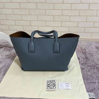 ロエベ(LOEWE)のLOEWE ロエベ 本物 アナグラム 総柄 レザー トートバッグ ブルーグレー(トートバッグ)