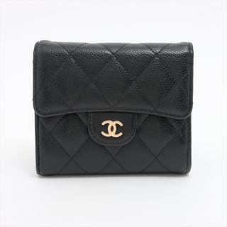 シャネル(CHANEL)のシャネル  キャビアスキン  ブラック レディース コンパクトウォレット(財布)