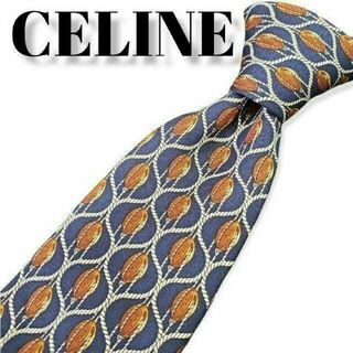 celine - 【美品】セリーヌ ハイブランドネクタイ　総柄　紺系　メンズ　スペイン製　シルク